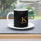Monogram naam zwarte goudelegant koffiemok