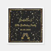 Monogram naam zwarte gouden zeepbellen servet (Voorkant)