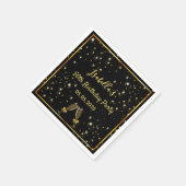 Monogram naam zwarte gouden zeepbellen servet (Hoek)