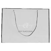 Monogram naam Zwarte Grijs Winkelweddenschap Grote Groot Cadeauzakje (Achterkant)