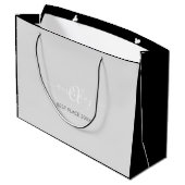 Monogram naam Zwarte Grijs Winkelweddenschap Grote Groot Cadeauzakje (Achterkant Gekanteld)