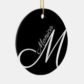 MONOGRAM + NAAM - zwarte moderne Keramisch Ornament (Rechts)