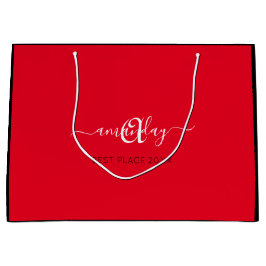 Monogram Naam Zwarte Rode Winkel Gold Weddenschap Groot Cadeauzakje