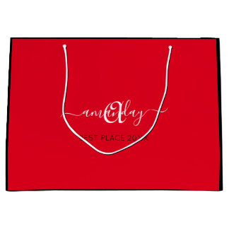 Monogram Naam Zwarte Rode Winkel Gold Weddenschap Groot Cadeauzakje