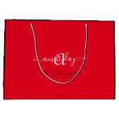 Monogram Naam Zwarte Rode Winkel Gold Weddenschap Groot Cadeauzakje (Achterkant)