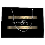 Monogram naam Zwarte Witte Goud Luxe Shop Groot Cadeauzakje (Achterkant)