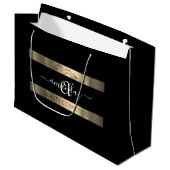 Monogram naam Zwarte Witte Goud Luxe Shop Groot Cadeauzakje (Voorkant Gekanteld)