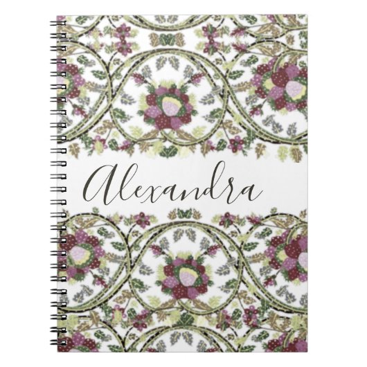  monogram NaamFloral Mauve Pink Sage-laptop Notitieboek (Voorkant)
