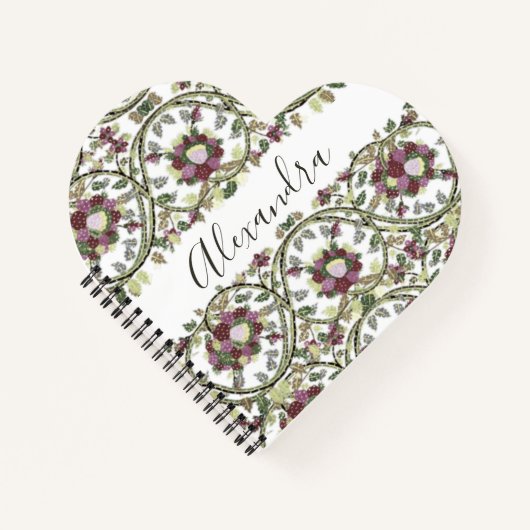  monogram NaamFloral Mauve Pink Sage Notitieboek (Voorkant)