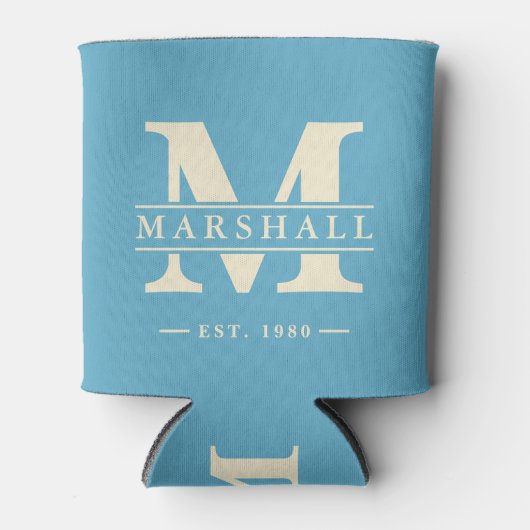 Monogram & naamoverlay Aqua Sky Blikjeskoeler (Voorkant)