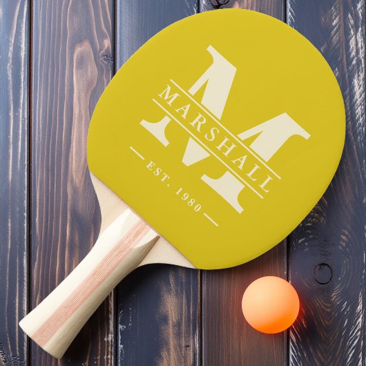 Monogram & naamoverlay donker citroen tafeltennisbatje