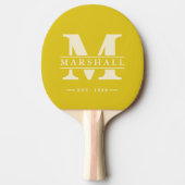 Monogram & naamoverlay donker citroen tafeltennisbatje (Voorkant)