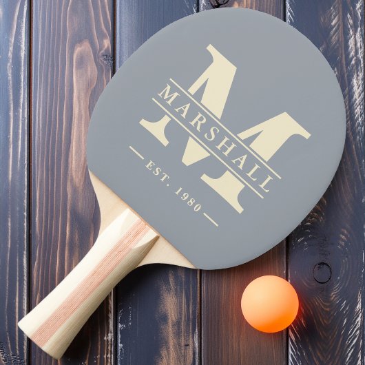 Monogram & naamoverlay Duifgrijs Tafeltennisbatje