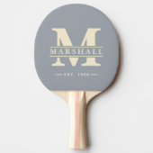 Monogram & naamoverlay Duifgrijs Tafeltennisbatje (Voorkant)
