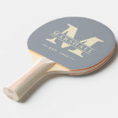 Monogram & naamoverlay Duifgrijs Tafeltennisbatje (Voorkant Gekanteld)