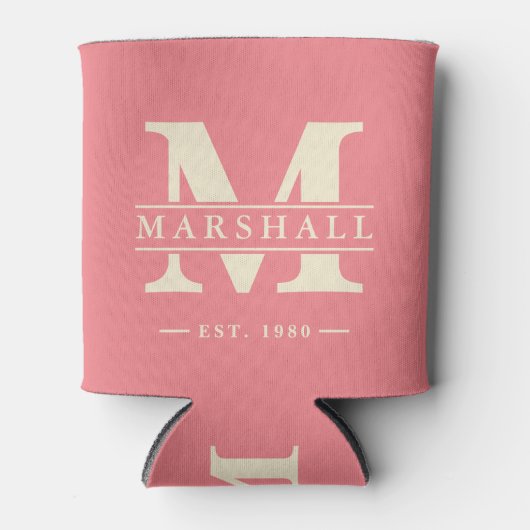 Monogram & naamoverlay mid-century perzik blikjeskoeler (Voorkant)