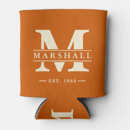 Monogram & naamoverlay mid-century pompoen blikjeskoeler