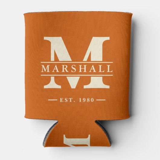 Monogram & naamoverlay mid-century pompoen blikjeskoeler (Voorkant)