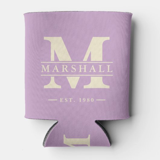 Monogram & naamoverlay mid-century zomer lilac blikjeskoeler (Voorkant)