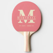 Monogram & naamoverlay perzik tafeltennisbatje (Achterkant)