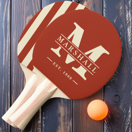 Monogram & naamoverlay polo strepen Burnt Sienna Tafeltennisbatje