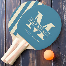 Monogram & naamoverlay polo strepen Deep Aqua Tafeltennisbatje