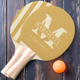 Monogram & naamoverlay polo strepen zand zonsopgan tafeltennisbatje