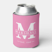 Monogram & naamoverlay roze blikjeskoeler (Blikje Voorkant)