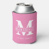 Monogram & naamoverlay roze blikjeskoeler (Blikje Achterkant)