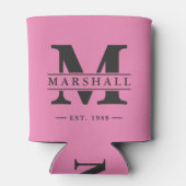Monogram & naamoverlay roze en zwart blikjeskoeler (Achterkant)