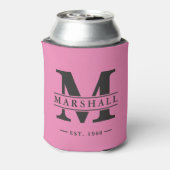 Monogram & naamoverlay roze en zwart blikjeskoeler (Blikje Achterkant)