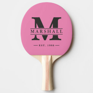Monogram & naamoverlay roze en zwart tafeltennisbatje
