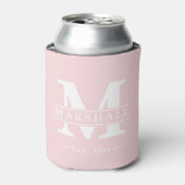 Monogram & naamoverlay Roze gefluister Blikjeskoeler (Blikje Voorkant)