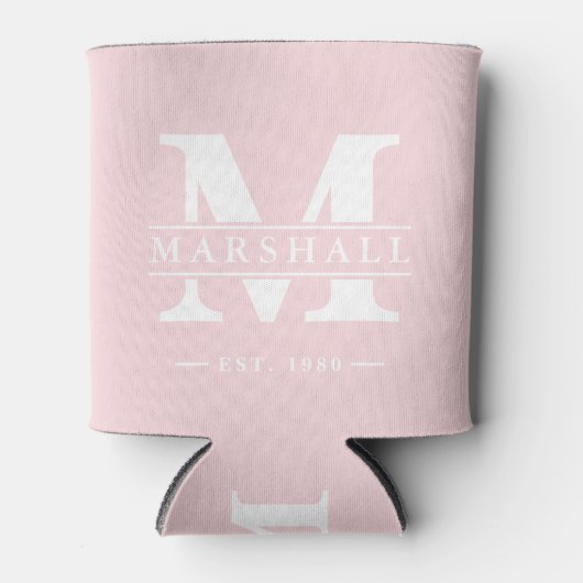 Monogram & naamoverlay Roze gefluister Blikjeskoeler (Voorkant)