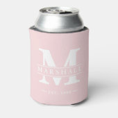 Monogram & naamoverlay Roze gefluister Blikjeskoeler (Blikje Achterkant)