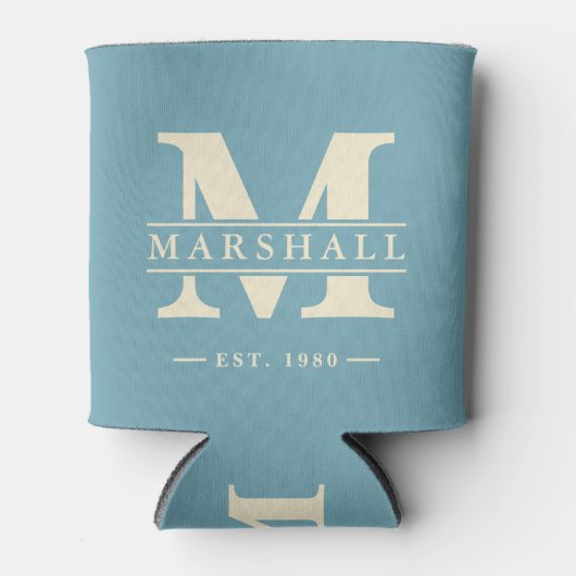 Monogram & naamoverlay warm aqua middag blikjeskoeler (Voorkant)