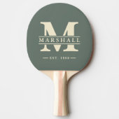 Monogram & naamoverlay warmgrijs tafeltennisbatje (Voorkant)