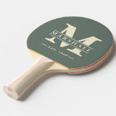 Monogram & naamoverlay warmgrijs tafeltennisbatje (Voorkant Gekanteld)