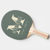 Monogram & naamoverlay warmgrijs tafeltennisbatje (Zijkant)