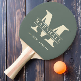 Monogram & naamoverlay warmgrijs tafeltennisbatje