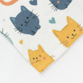 Monogram Name Blue Orange Yellow Cute Cats  Fleece Deken (Hoek)