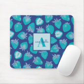 Monogram Name Blue Summer Strawberry Pattern Muismat (Met muis)