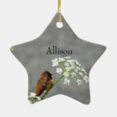 Monogram Name Cute Hummingbird Keramisch Ornament (Achterkant)