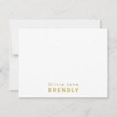 Monogram Name Elegant Modern White Flat Note Card Notitiekaartje (Voorkant)