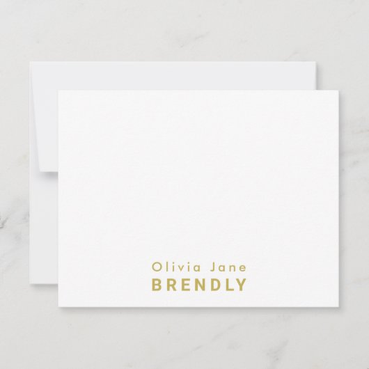 Monogram Name Elegant Modern White Flat Note Card Notitiekaartje (Voorkant)