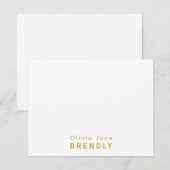 Monogram Name Elegant Modern White Flat Note Card Notitiekaartje (Voorkant / Achterkant)