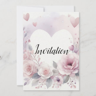 Monogram name floral hearts romantic watercolor kaart