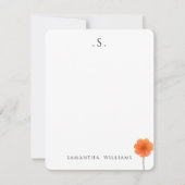 Monogram & Name Floral Watercolor Botanical Notitiekaartje (Voorkant)