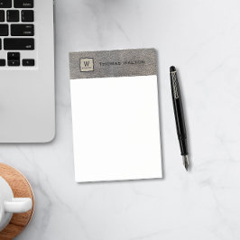 Monogram Name Genuine Cowhide Leather Look Post-it® Notes