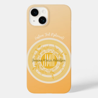 MONOGRAM NAME GOLD CREAM PLANT FOLIAGE CIRCLE Case-Mate iPhone 14 HOESJE